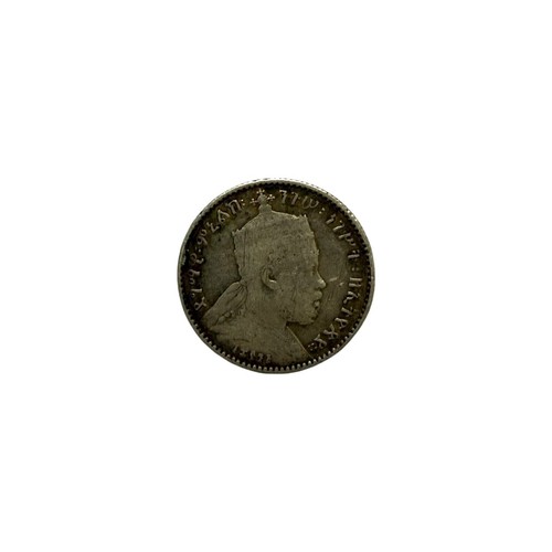 Silver Coin-African coin- Ethiopian Emperor Menelik Lion of Judah coin 1889. - Picture 10 of 10