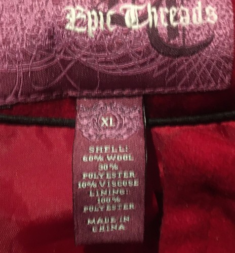 Epic Threads Wool Blend Pea Coat RED Removable Hood Buttons Lined Girls XL - Bild 5 von 15