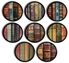 Set of 8 Vintage Book Knobs – Literary Cabinet Pulls for Academic Library Decor