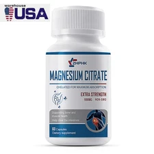 60 Magnesium Citrate Capsule High Potency For Muscle Health 1000mg Per Serving