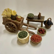 Roman Fontanini Italy 5" Nativity Miniature Harvest Cart TableFruit Olive Basket