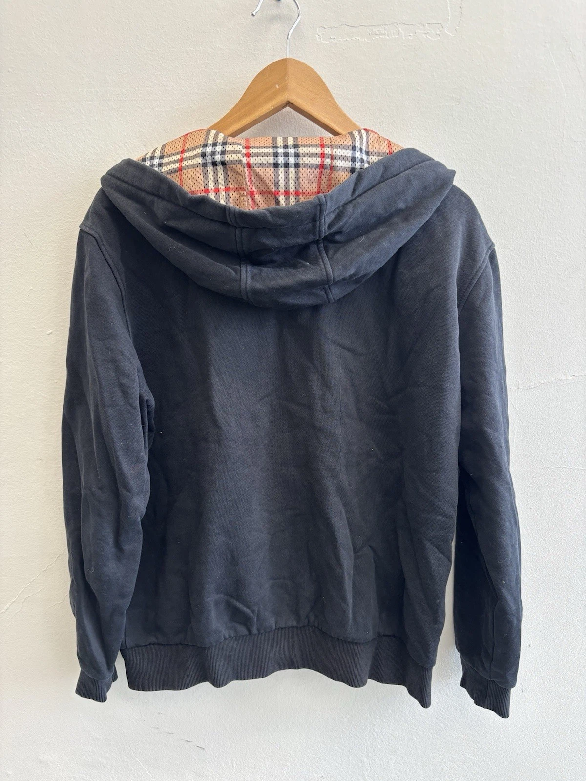 Autentica felpa con cappuccio e zip BURBERRY reversibile Nova Check London taglia M