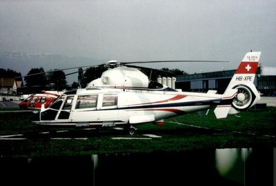 1980s Aerospatiale SA 365 N Dauphin 2 Transair Switzerland Vintage Photo HB-XPE