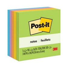 Post-it Notes Original Pads, 3" x 3", 100 Sheets/Pad, 5 Pads/Pack