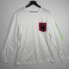 Keystone Light Long Sleeve Pocket TShirt White Pink Dog KEYLIGHTFUL NWOT XL Read