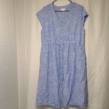 Briggs Womens XL Blue Linen Blend Sleeveless Button Down Midi Summer Dress