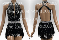 Ice Figure Skating Dress Rhythmic Gymnastics Twirling Competition black