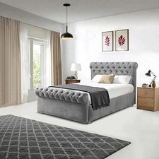 Chesterfield Ottoman Gas Lift Storage Bed Frame Plush Velvet Upholstered AllSize