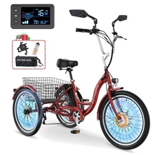MOONCOOL 24 in Adult Electric Trike Tricycle 350W Peak 700W 36V Lithium Battery