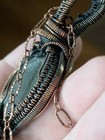 Oval abalone shelk & Moonstone Copper Wire Pendant With Copper Chain — photo 4