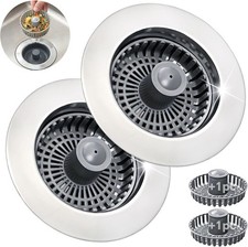 Kitchen Sink Stopper, 3 in 1 Pop Up Kitchen Sink Drain Strainer, with an Extra