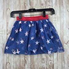 Cat Jack Blue White Stars Tulle Skirt Girls X-Small 4-5 Red Elastic Waist