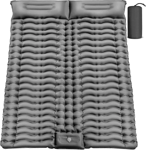 Double Sleeping Pad for Camping, 4" Extra Thick Self-Inflating Air Mattress - 2