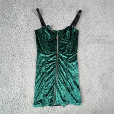Free People Mini Dress Womens Small Green Velvet Zip Bustier Corset Bodycon NWT