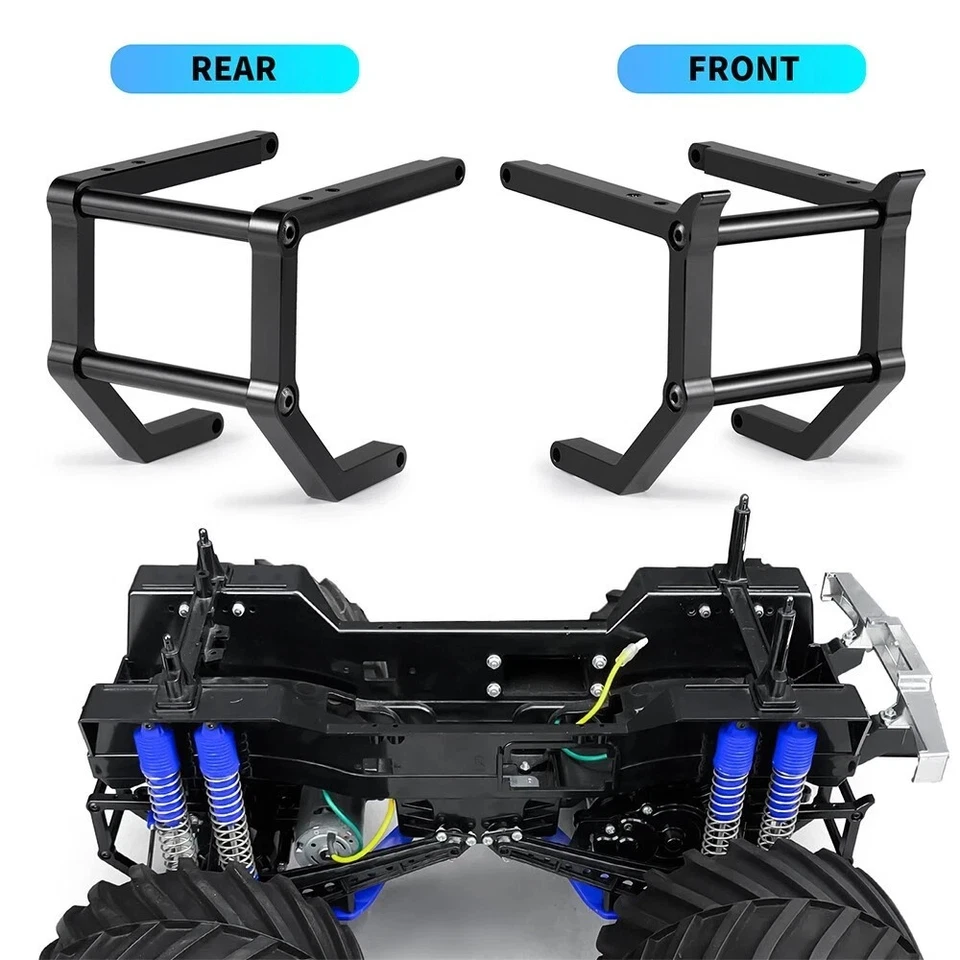 Parachoques trasero delantero de aluminio para Tamiya ClodBuster Bullhead 4X4X4 RC Monster Truck Foto 2 de 4