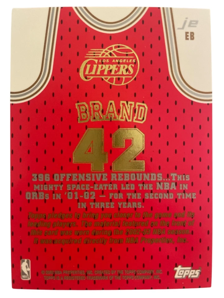 2003 Topps Jersey Edition Patch Elton Brand EB - Image 2 of 2