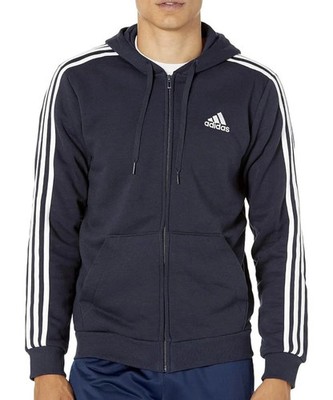 adidas 3-Stripes Fleece Full Zip Men's Hoodie GK9053 Blue Men's Size XL