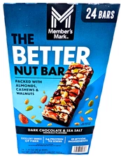 Member's Mark The Better Nut Bar Dark Chocolate and Sea Salt 24 Count EXP 09/26