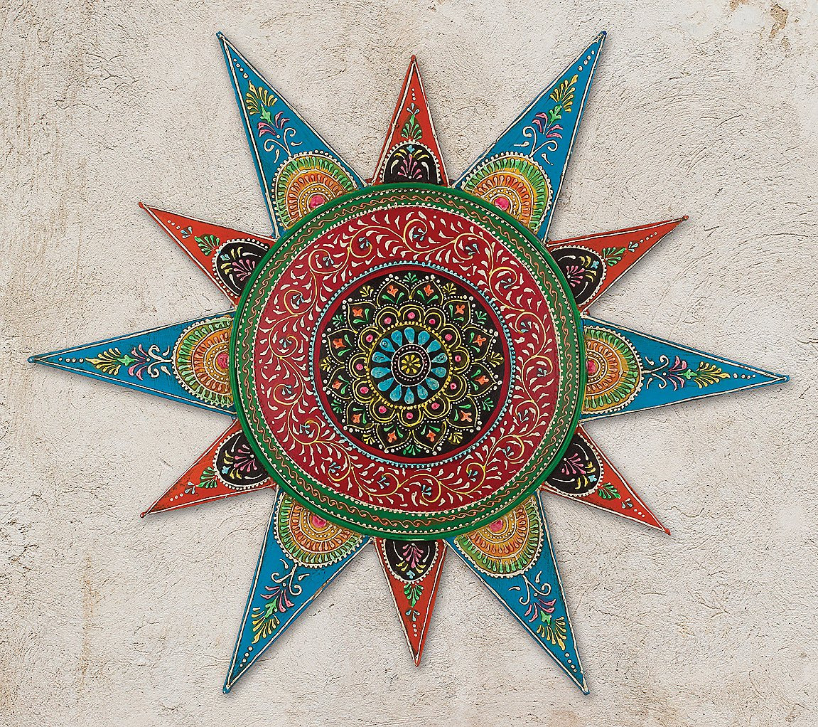 Metal Sunburst Wall Decor Large,Outdoor Indoor Art,Multi-Color,Weather-Resistant