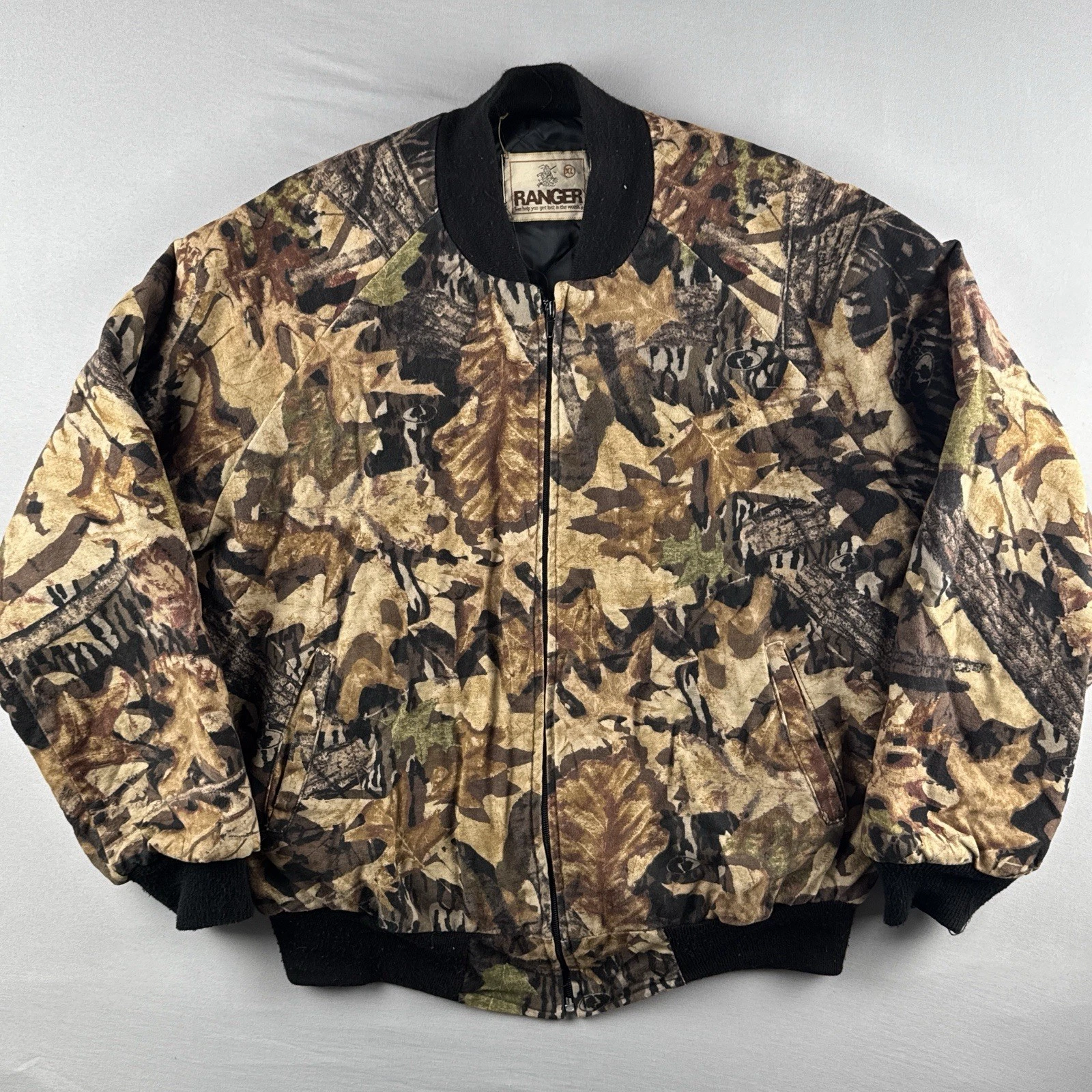 Vintage Mossy Oak Camo Jacket Insulated Bomber USA XL Hunting