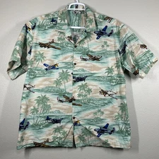 Aloha Republic Shirt Mens 3XL Hawaiian Short Sleeve Camp Collar Airplane Print
