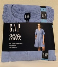 Gap Gauze Cotton Dress V-Neck Tiered with Pockets Empire Waist Large 