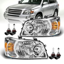For 2001-2007 Toyota Highlander Headlights Assembly Lr Chrome Amber Wbulbs