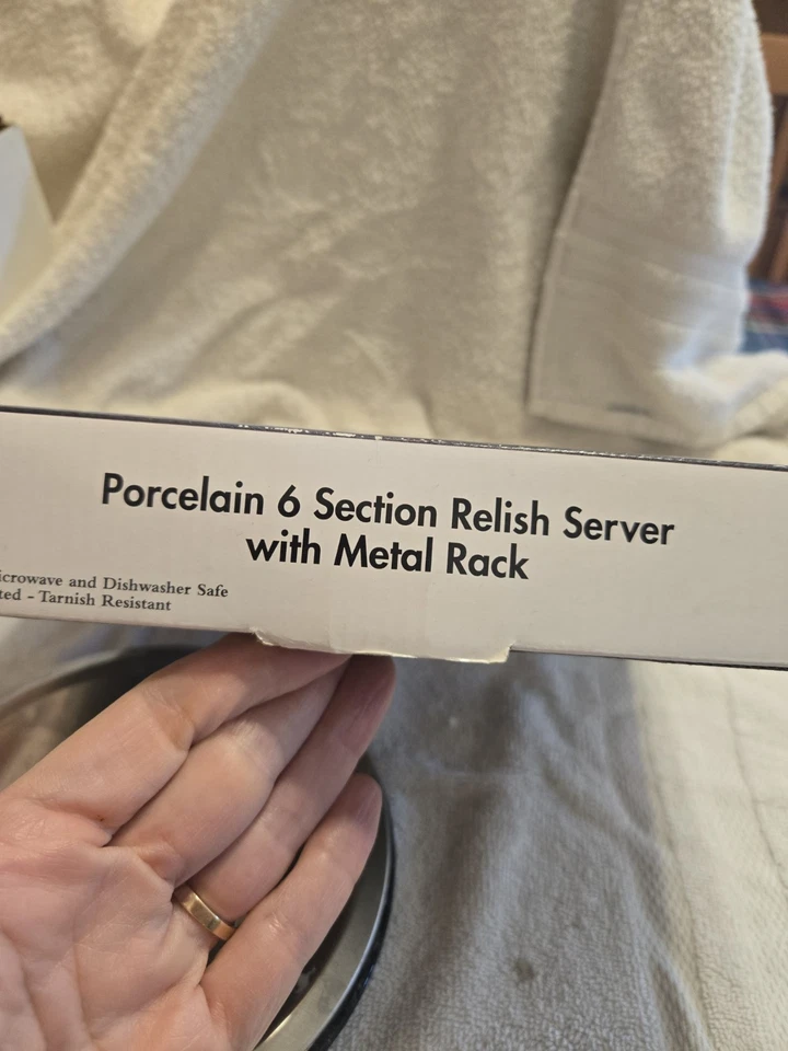 Godinger Porcelain 6 Section Server With Metal Rack With Box. No Chips - Image 4 of 4