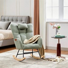 Rocking Chair Plush Fluffy Upholstered Glider Rocker Nursing Chair US