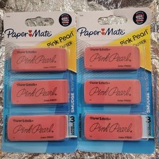 Paper Mate Pink Pearl Erasers, Large, 6 Count NIP