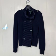 LRL Lauren Jeans Co. Women's Knit Military Style Cardigan Sweater Size Small