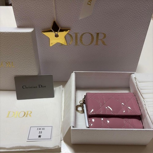 Dior Excellent Condition Lady Dior Lotus Wallet Tri Fold Wallet