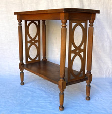Antique Carved Wood Side Table Two Tier Shelf...