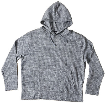 Express XL X-Large Hoodie Gray Solid Waffle Knit Textured Fleece Kangaroo Pocket