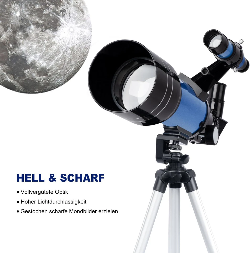 Teleskop für Kinder & Einsteiger 70mm Blende Tragbares Teleskop Astronomisches L - Bild 3 von 4