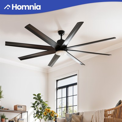 72'' Modern Ceiling Fan Mobile App Remote Control Reversible w/ Adjustable Light