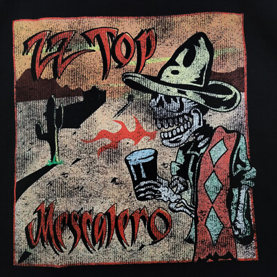 ZZ TOP Mescalero SHIRT MENS LARGE BLACK CASUAL ROCK 80s BLUES METAL MEXICO NWT