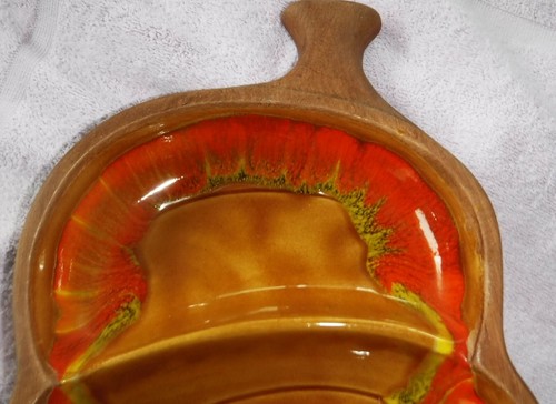 Santa Anita Ware R-144 Ceramic Orange Retro Divided Dish Pottery Clay California - Picture 3 of 11