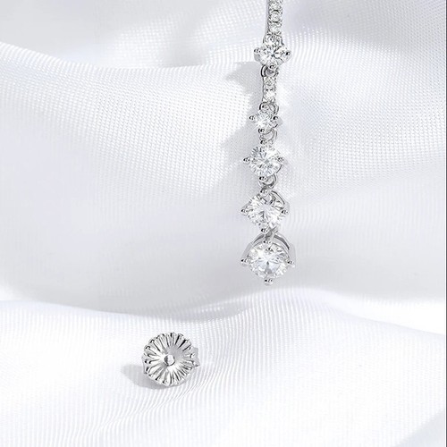 D Color Real Moissanite Dangle Earrings For Women S925 Silver Platinum Plated - Picture 7 of 13