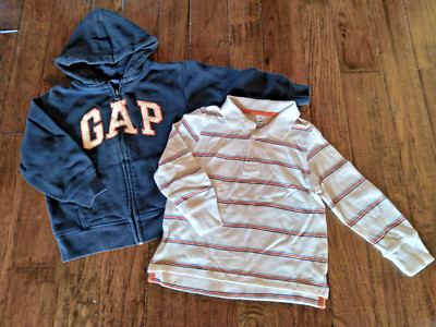 EUC! Boys Lot of 2 Gap Zippered Hoodie Sweatshirt & Old Navy Shirt Size 5T  