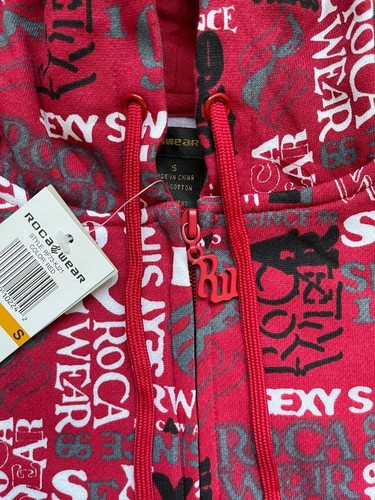 Vintage Y2K Rocawear Women's Skater Red Logo Hoodie Zippered Jacket - Picture 5 of 8