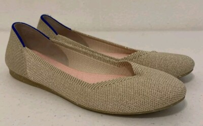 Rothy's Women's The Flat Size 36 Light Gold Metallic Rounded-Toe