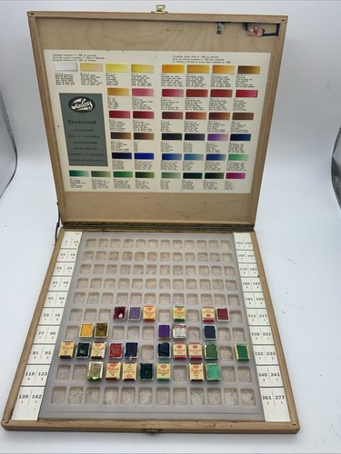 Vintage Talens Rembrandt Aquarellmalkasten 24 x halbe Töpfe