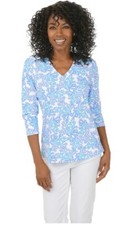 Lulu B Blue Coral Classic UPF50+ V-Neck Top L...
