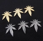 Wholesale 10/20/50/100Pcs Gold/Antique Silver Marijuana Leaf Weed Charm Pendants