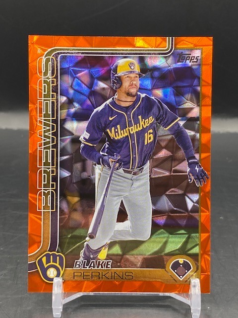 2025 Topps Series 1 #47 Blake Perkins Orange Diamante 04/25 Milwaukee Brewers