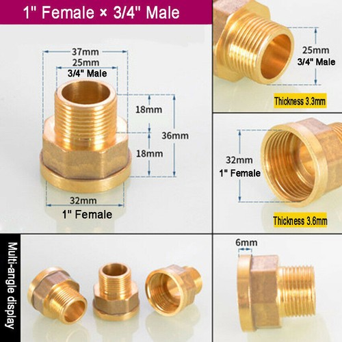 Brass Pipe Fitting Reducer Adapter 1/8" 1/4" 1/2" 3/4" BSP Male to Female Thread - Picture 20 of 20