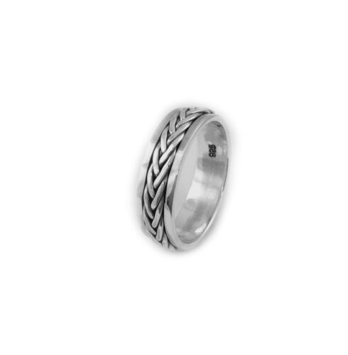 Anillo giratorio trenzado de plata esterlina .925 para hombre, anillo de banda liso para hombre - Imagen 1 de 1