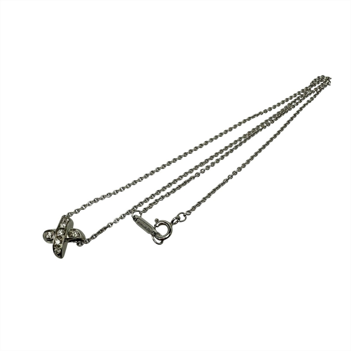 TIFFANY & CO. ティファニー ネックレス K18WG - 4800725A0013 Tifanny & Co. Signature 7P Diamond K18WG L:40cm Necklace Pre