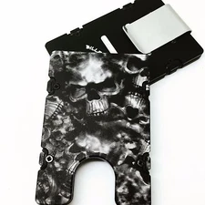 Aluminum RFID protection black front pocket Wallet, Skull Pattern